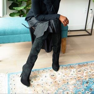 Schutz Black Over the Knee Suede Pointed Toe Stiletto Boots - Size 9